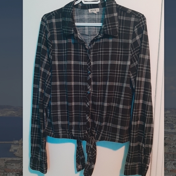 Black and white plaid button up sweater - Picture 1 of 3